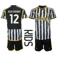 Koszulka piłkarska Juventus Alex Sandro #12 Strój Domowy dla dzieci 2023-24 tanio Krótki Rękaw (+ Krótkie spodenki)